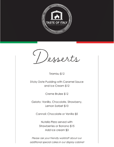 Taste of Italy Dine-In Menu - Page 4
